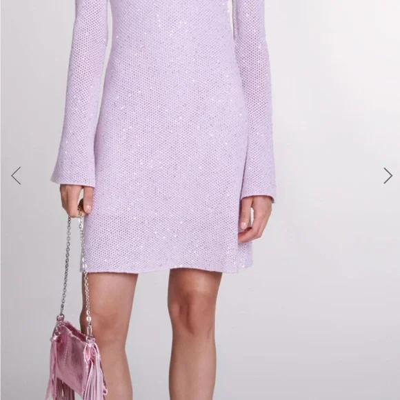 Maje pink knit semi sheer dress small - Picture 5 of 5